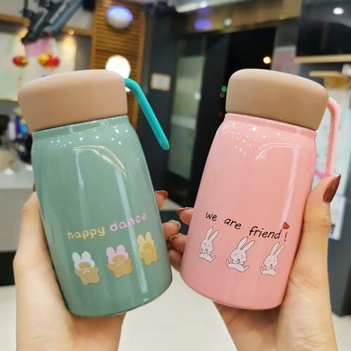 Creative Insulation Cup Girls Student 304 Stainless Steel Simple Portable Drinking Cup Cute Vacuum cup Thermos Bottle