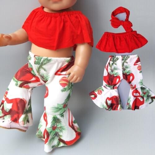 Doll clothes for 43cm born baby doll clothes one shoulder Bell Bottom Pants Wide Leg Trousers for 18" girl doll fashion clothes