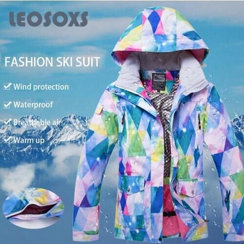 LEOSOXS Ski Jacket Women Winter Windproof Waterproof Snowboard Ski Jacket Thickened Warm Breathable Ski Top Womens Snow Coat