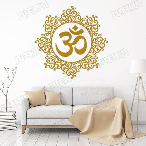 Mandala Text Flowers Letter Quotes Wall Sticker for Yoga Living Room Vinyl Wall Decals Bedroom Sweet Home Decor Stickers TA769