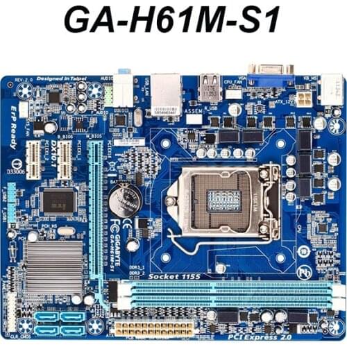 For GIGABYTE GA-H61M-S1 Desktop Motherboard For Intel H61 Socket LGA 1155 i3 i5 i7 DDR3 16GB Micro ATX Mainboard Used
