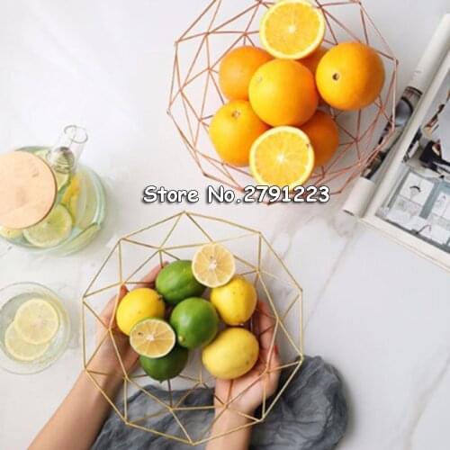 Chic Metal Table Storage Basket Vogue Modern Minimalist Scandinavian Nordic Hollow Rose Gold Desk Storage Basket Organizer Decor