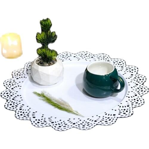 Metal Round Luxury Tray-White Metal Tray with Wooden Handle поднос الشاي الصواني поднос для декора plateau de service посуда