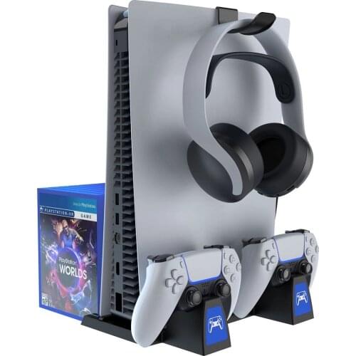 Multi-function Vertical for PS5 Dual Controller Charger Console Vertical Cooling Stand Fast Charging Station Storage Base