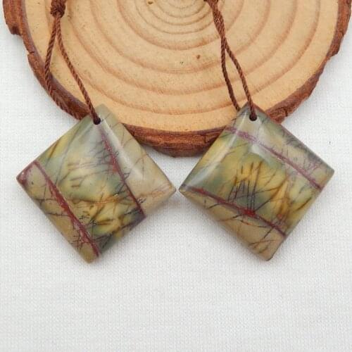 Natural Multi-Color Picasso Jasper fashion woman Earrings,38x21x6mm,15.8g