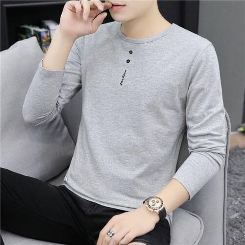 T Shirt Men 2021 New T Shirts Spring and Autumn Men Long-sleeved T-shirt Men O Neck Tshirt Pullover Youth Slim Bottoming Shirt