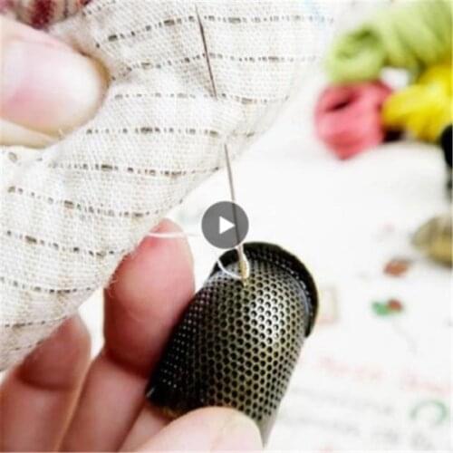 1PC Retro Style Thimble Sewing Accessories Finger Guard Brass Metal Handmade Crafts Household DIY Sewing Tool Needlework Storage