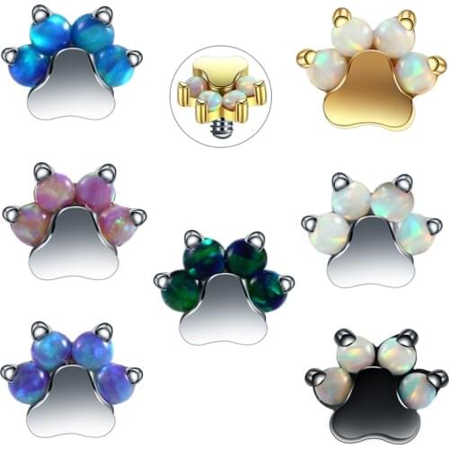 New Arrival 1PC Surgical Steel Opal Stone Flower Micro Dermal Anchor Top Piercings Surface Skinner Diver Piercing Body Jewelry