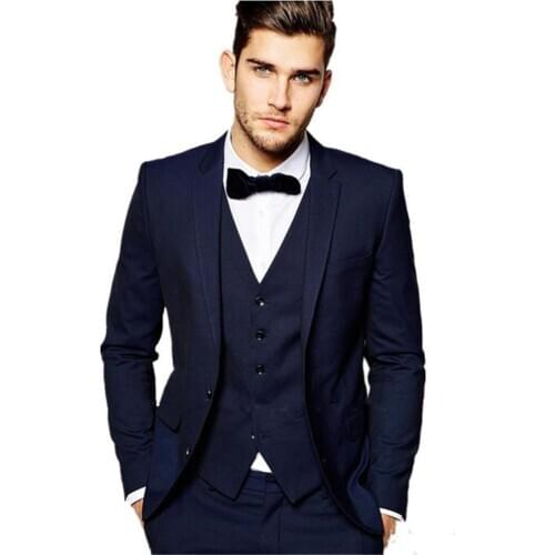 New Men’s Suit Smolking Noivo Terno Slim Fit Easculino Evening Suits For Men Navy Blue Groom Tuxedos Man Prom Party Wear(Jacket