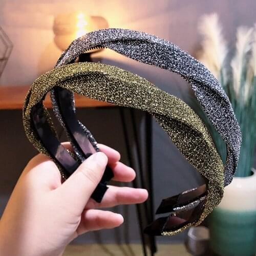 Korean Girl Sweet Simple Weave Hair Jewelry Headband Head Hoop For Women Headwear Black Golden Fashion Hair Accessories 2020 New