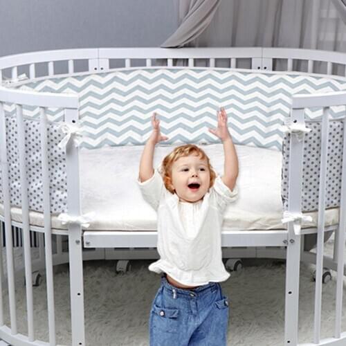 Wave Pattern Crib Fence Anti-collision Bed Guardrail Soft Baby Bed Cushion Newborn Crib Childrens Room Decoration