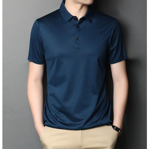 Brand 100% Mercerized Cotton Men Polo Shirt White Green Short Sleeve Polos Para Hombre Slim Fit Three Button 2021 Summer New 56