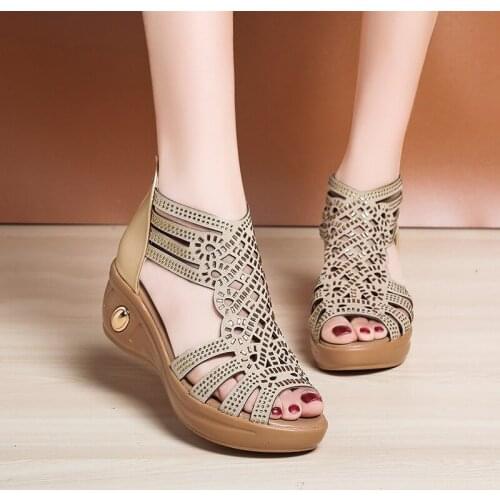 Retro Roman Sanda Womens Casual Shoes Breathable Slope with High Heels Outdoor Casual Sandals Fashion Womens Sandals