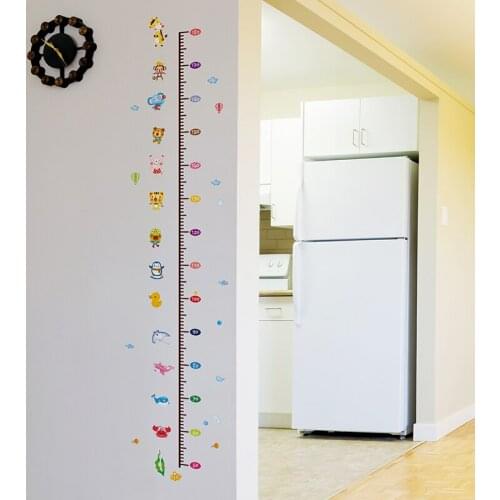 [shijuekongjian] Animals Growth Chart Wall Sticker DIY Cartoon Height Measurement Wall Decor Decals for Kids Rooms Decoration