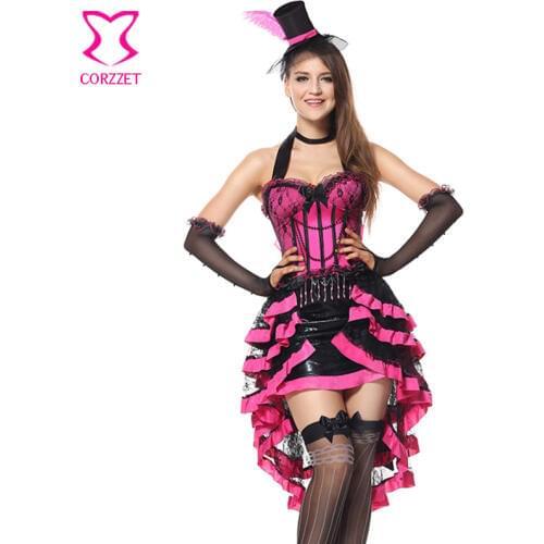 Corzzet Sexy Rose Satin+Lace Deluxe Burlesque Women Halloween Costume in Wonderland Magician Costumes Cosplay Fancy Dress