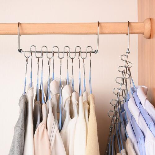 Windproof Metal Magic Coat Clothes Hanger Multifunction Holder Clothes Hanging Organizer Folding Rotating Coat Storage Rack