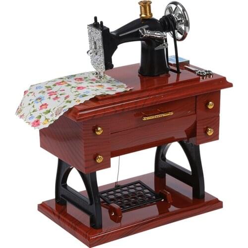 Wind Up Vintage Mini Sewing Machine Style Mechanical Music Box