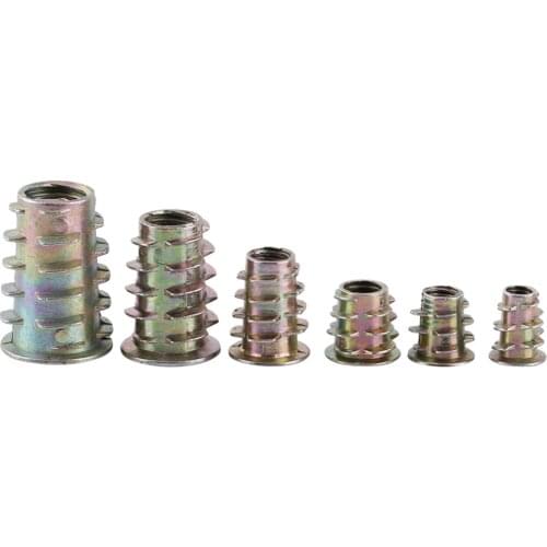 50Pcs M4/M5/M6/M8/M10 Zinc Alloy Screw-in Nut Hex Drive Head Threaded Furniture Wood Insert nuts Assortment Kit