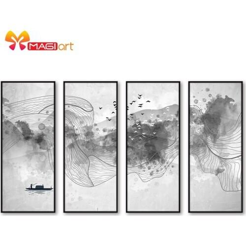 Cross stitch kits Embroidery needlework sets 11CT water soluble canvas patterns 14C Ancient Chinese style Ink and Mood -NCMS106