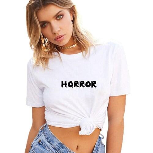 Womens Oversized Fashion Shirts Hot T-Shirt Korean Simple Tshirt Women Letter Print T Shirt Ulzzang Hip Hop Gothic Cotton