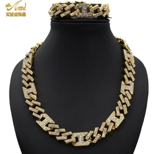 ANIID Womens Cuban Link Necklace Jewelry Zircon Charm Fashion Accessories Chockers Chain Iced Out Unique Two Tone Chunky Punk