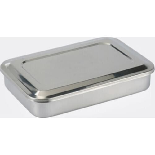 1pc 15.5*10*4cm Medical Surgical Tray Stainless Steel Dental Dish Lab Instrument Tool Storage Convenient with Lid