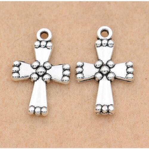 10pcs Antique Silver Plated Cross Charms Pendants for Jewelry Making Bracelet Jewelry Accessories DIY 20x11mm