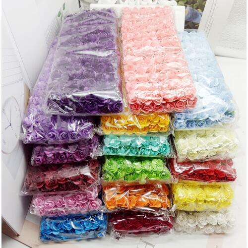 144PCS Mini Flower Head Artificial Paper Flowers Rose Used For Wedding Party Craft Decoration 19 Colors