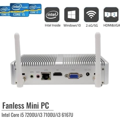 2020 High Quality Fanless Micro Computer PC Core I5 7267U I3 7167U Mini Pc Low Price With 4USB3.0 4K HD VGA Win 10 Linux WIFI