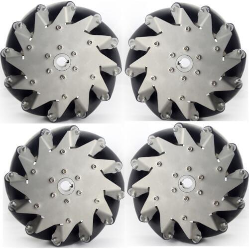 4pcs/Set More Than 150Kg Load 8 Inch Mecanum Wheel 203mm Omni Stainless Steel Wheel (2 Left, 2 Right) DIY Smart Car