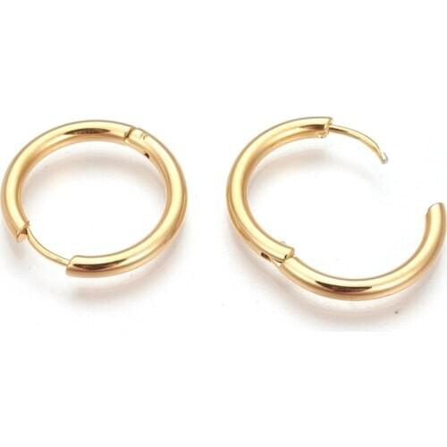 5 Pair 304 Stainless Steel Hoop Earrings Hand Polished Earrings Simple Party Round Loop Earrings for Women Jewelry Decor
