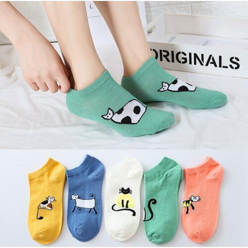 5pairs/lot Cartoon Women Socks Cotton Invisible Socks Cute Animal Stereo Ear Girl Ankle Socks Harajuku Breathable Socks