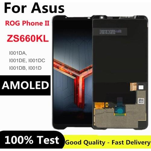6.59" AMOLED For ASUS_I001DE ROG Phone 2 Phone II ZS660KL LCD Display Screen +Touch Panel Digitizer for Asus ZS660KL lcd