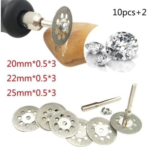 Abrasive Disc 10pcs Dremel Mini Diamond Grinding Wheel Saw Cutting Disks for Rotary Tools Accessories with Mandrel
