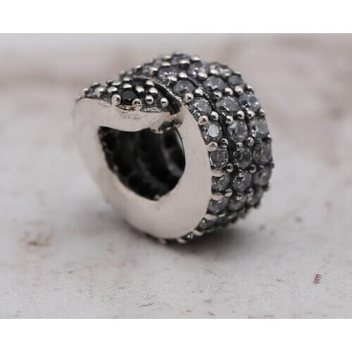 Authentic S925 Silver Bead Glittering Serpente Charm fit Lady Bracelet Bangle DIY Jewelry Clear CZ