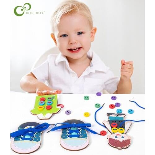 Children Educational Toys Stringing Button Game Hand-eye Coordination Motor Training Baby Clothes Button Drawstring Boards DDJ