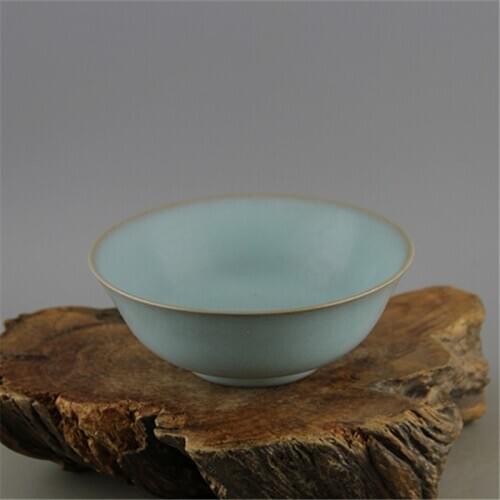 Song Dynasty Ru Kiln Handmade Celestial Celadon Glazed Conventional Porcelain Bowl