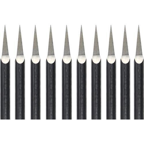 HUHAO 10pcs 3.175mm Dia 15 Angle 0.3mm Tip 3 Edge Carbide Woodworking Tools Engraving Bits for CNC Router Machine