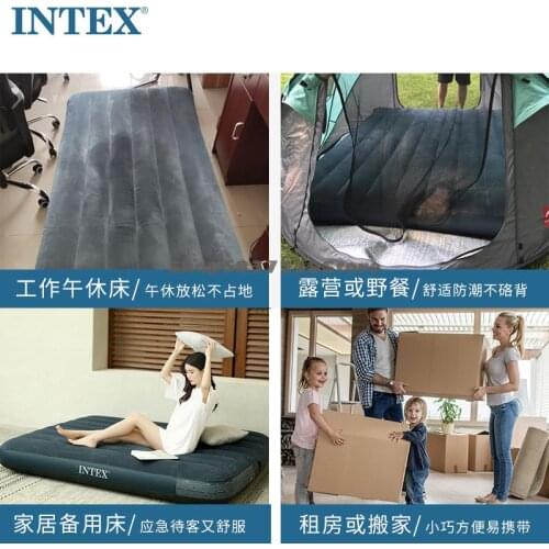 Intex Inflatable Mattress Household Double Thickened Air Cushion Bed Single Outdoor Camping Portable Air Bed