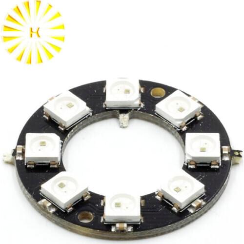 8 Bits WS2812 5050 RGB LED Ring Lamp Light with Integrated Drivers for arduino Diy Kit Connector
