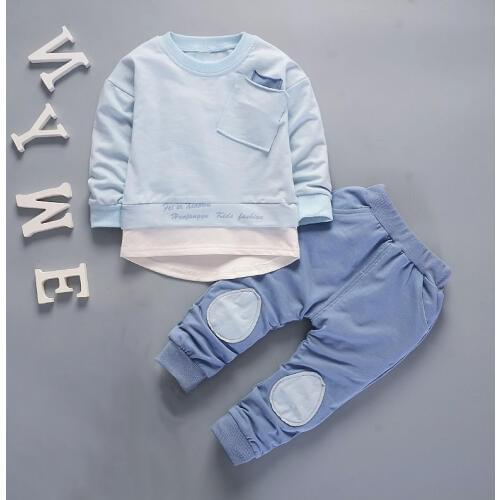 Fashion winter Childrens Sweater suits 2pcs long sleeve solid boys girls tops and pants set baby leisure clothes