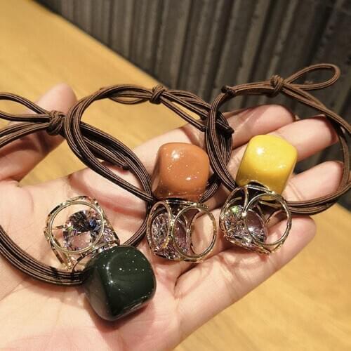 MISANANRYNE Fashion Crystal Hair Rope Women Girls Elastic Hair Rubber Bands Tie Hair Rope Ring Holder Headwear Hair Accessories