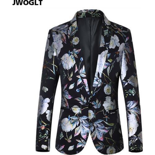 Korean Fashion Blazer New Spring Autumn Slim Fit Men Floral Printed Suit Blazer Jacket Men Plus Size 5XL 6XL