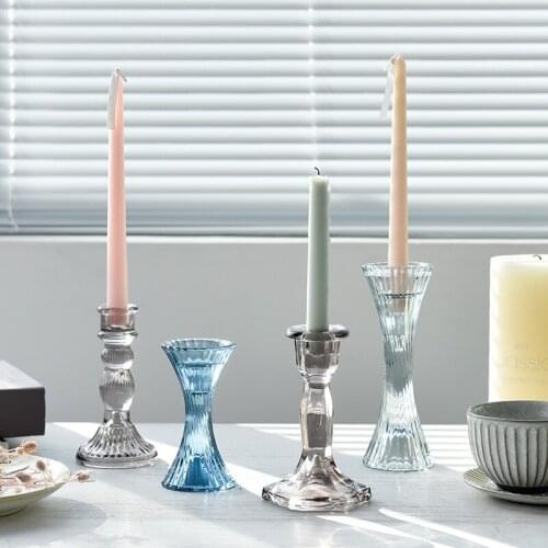 Nordic Irregular Glass Candle Holder Wedding Centerpieces Transparent Candlestick Vintage Decoration Tall Candle Holder