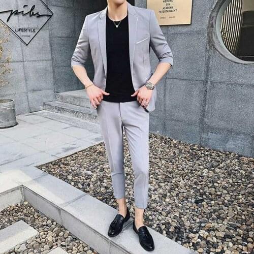Latest Coat Pants Designs Gray Men Suits Pants Smart Casual Business Man Wear Groom Tuxedos Costume Homme 2Piece Jacket Trousers