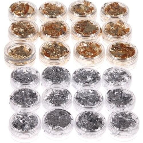 NEW 12 xGold Silver Copper Foil Paillette Chip Nail Art Tip Decoration(All)