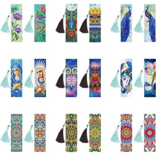 New 2/4pcs DIY Bookmark Christmas Diamond Painting Cross Stitch 5D Diamond Embroidery Book Mark For Birthday Gift