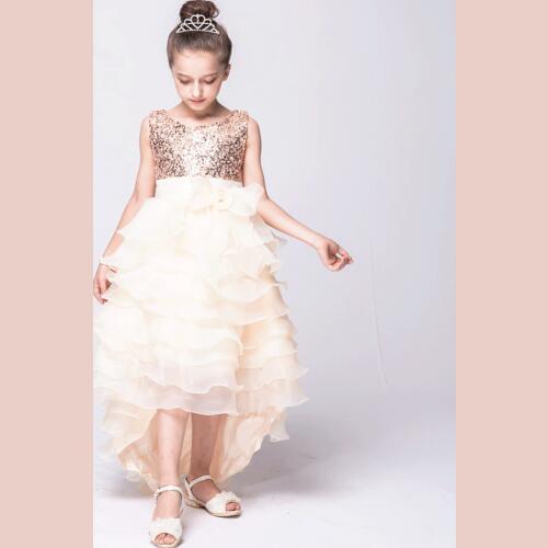NEW Girl Wedding Sequins Cake Trailing Dresses Flower Girl Dresses