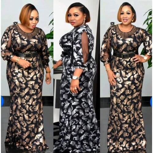 Plus Size African Long Dresses For Women Evening Party Maxi Dress Elegant Ladies Clothing 2XL 6XL Bazin Robe Africaine Femme