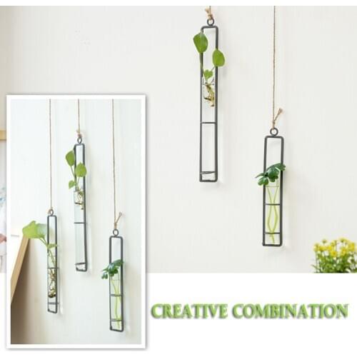 Hanging Glass Tube Vases for Wedding Flowers Patio Garden Decor Plants Hanging Wall Decor _WK